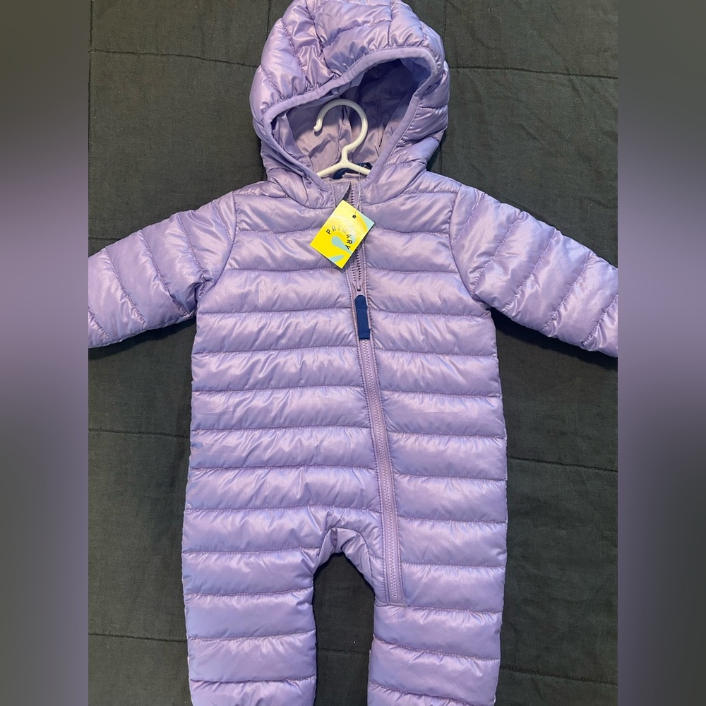 NWT Infant Lavender Snowsuit with Hood, 0-3 months